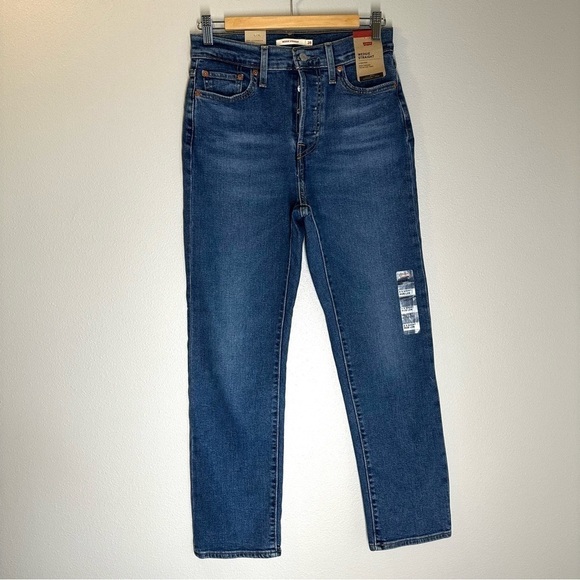 Levi’s Wedgie Straight Jeans High Waisted Button Fly Size 28 Women’s Medium Wash - Picture 3 of 11